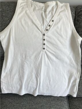 Denver Hayes White Henley Button Tank - Women's